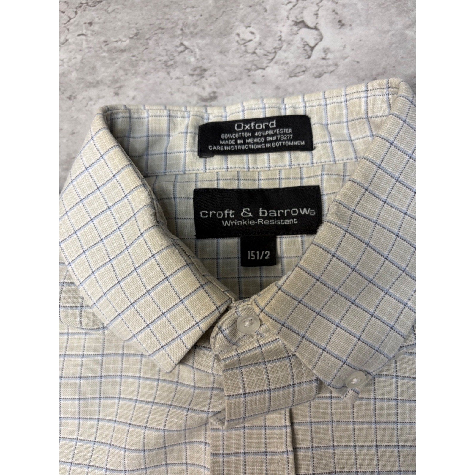 Vintage Croft & Barrow Single Pocket Plaid Cropped Button Up Shirt Size Medium