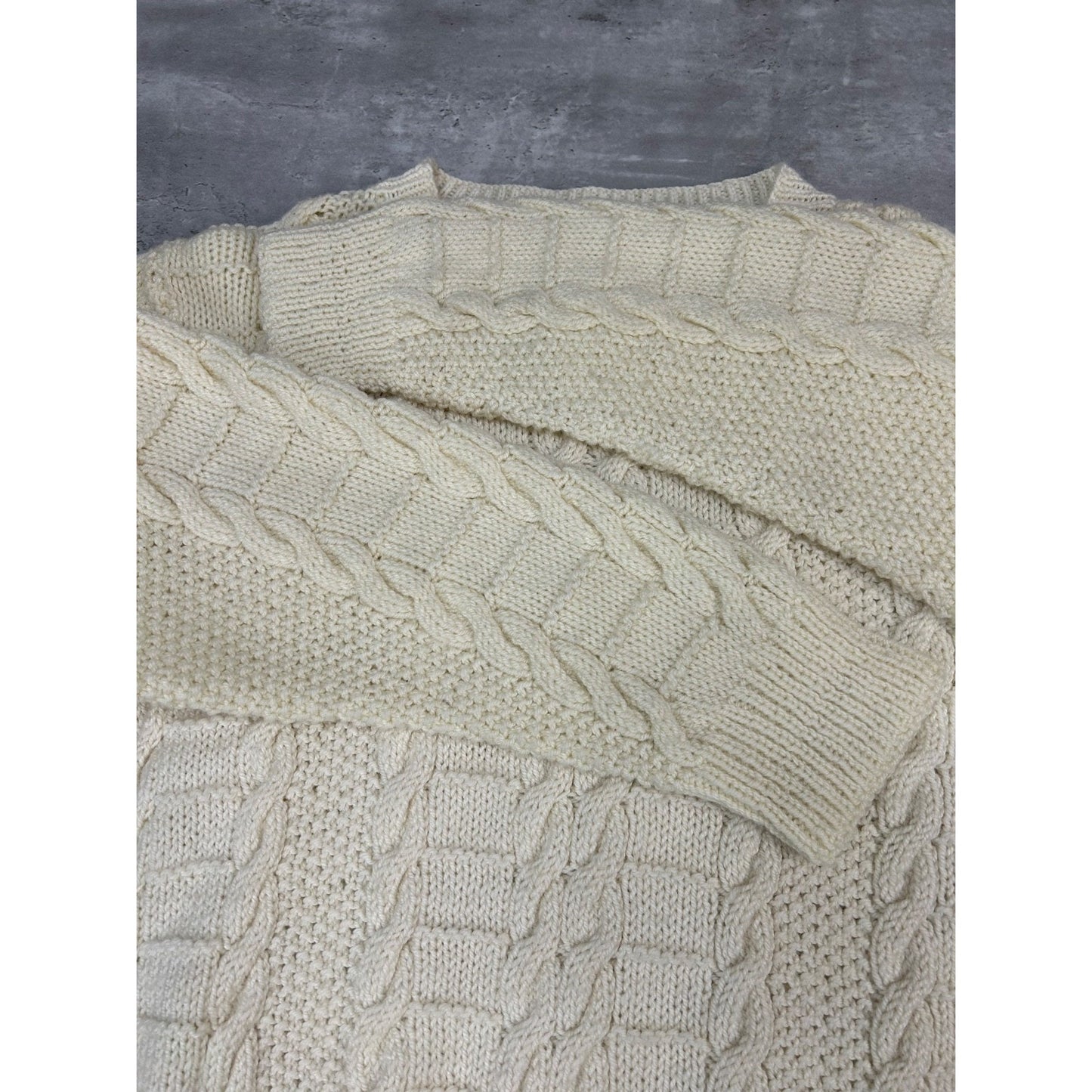 Vintage 90s Cable Knit Pullover Sweater Size XL Beige