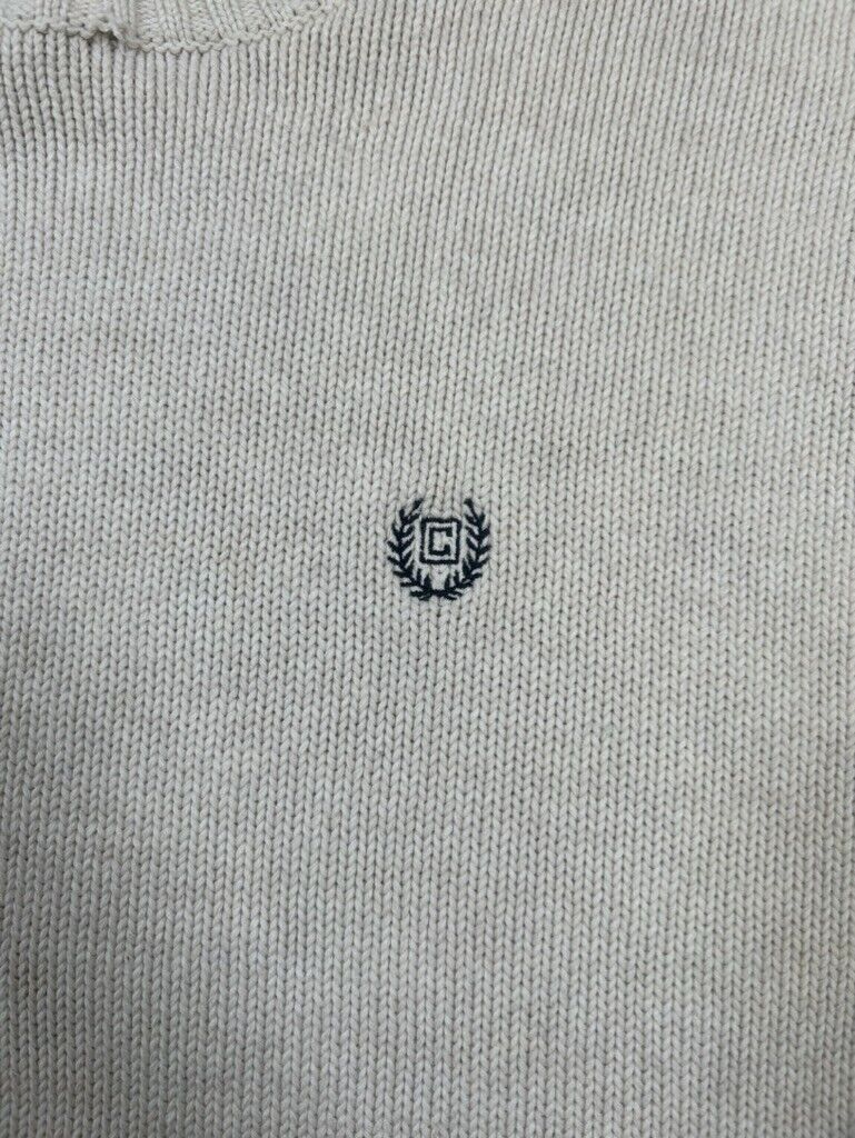 Vintage Chaps Embroidered Crest Pullover Knit Sweater Size XL Beige