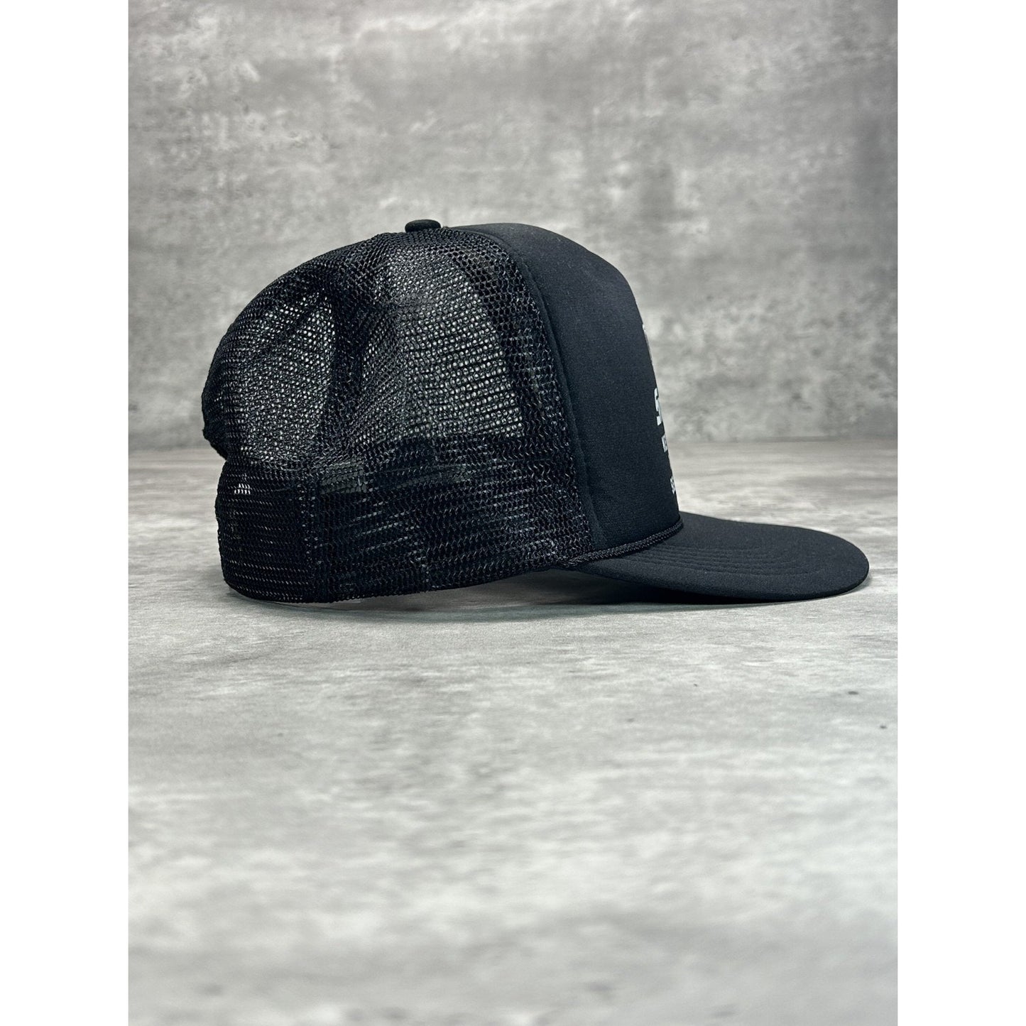 Vintage 90s Snap On Tools Spellout Graphic Trucker Snapback Hat OSFA Black