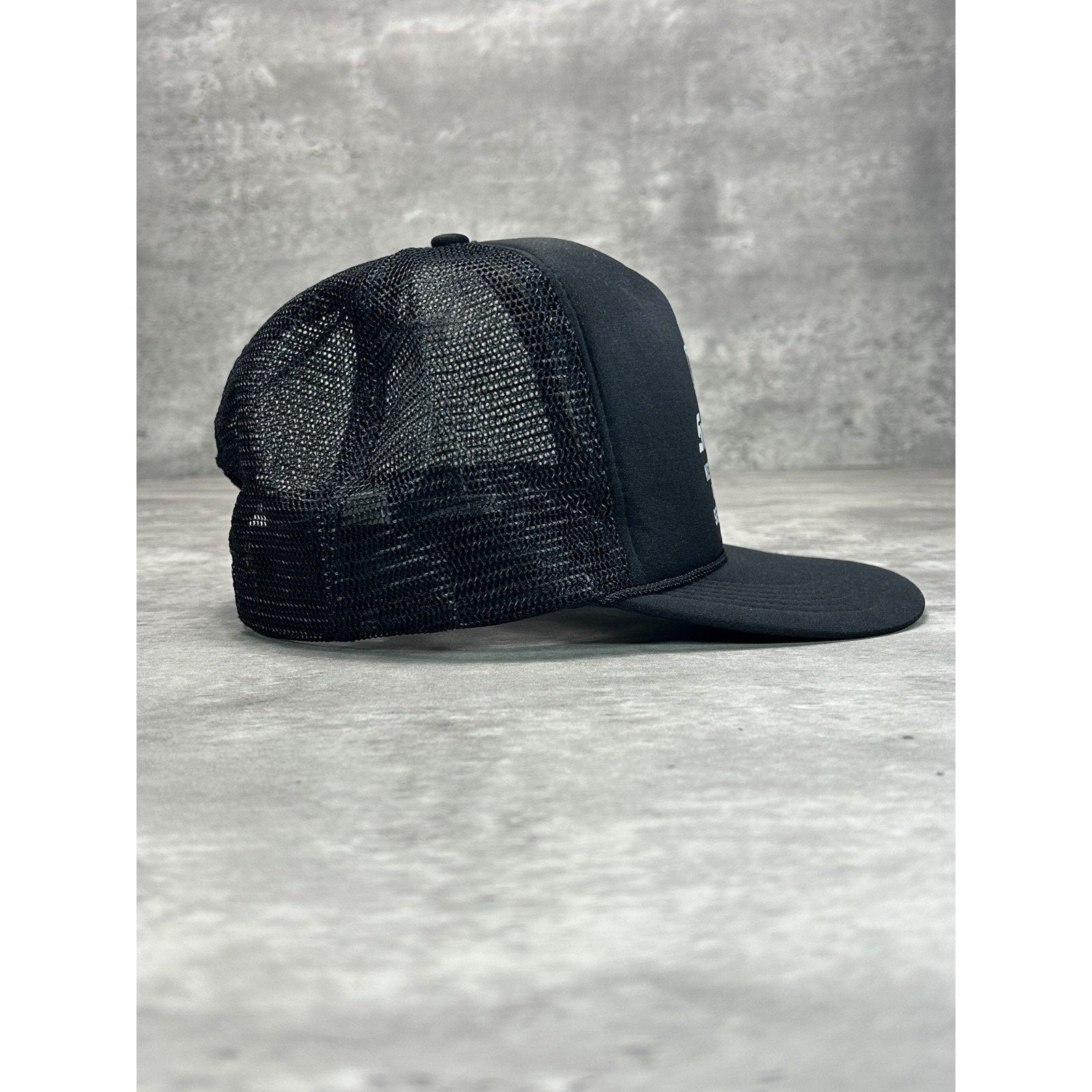 Vintage 90s Snap On Tools Spellout Graphic Trucker Snapback Hat OSFA Black