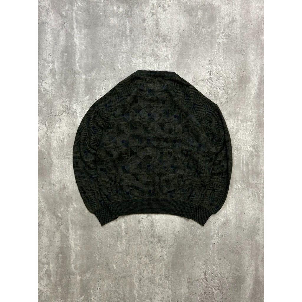 Vintage 90s Idea Lomo Abstract Checkered Print Knit Sweater Size Small