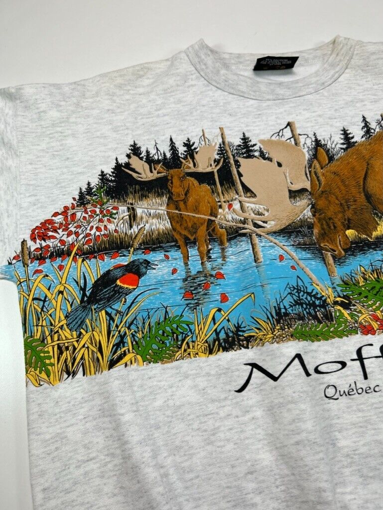 Vintage 90s Moffet Quebec Moose Nature Destination Graphic Sweatshirt Size Small