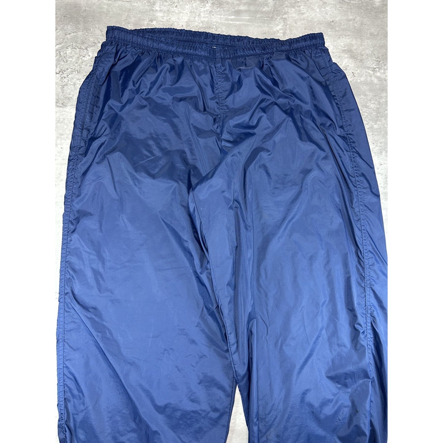 Vintage 90s Nike Embroidered Swoosh Nylon Track Pants Size XL Navy Blue