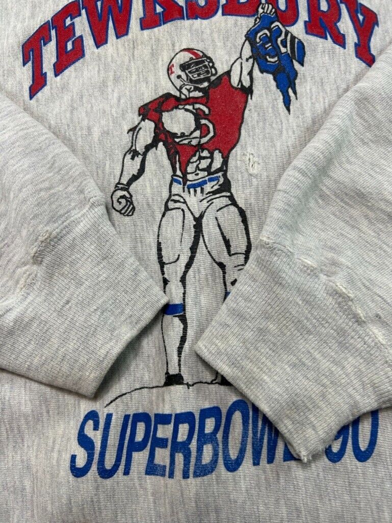 Vintage 1990 Tewksbury Football Superbowl Graphic Sweatshirt Size XL