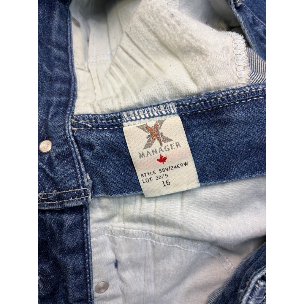 Vintage Y2K Womens X Manager Embroidered Medium Wash Denim Flare Pants Size 33