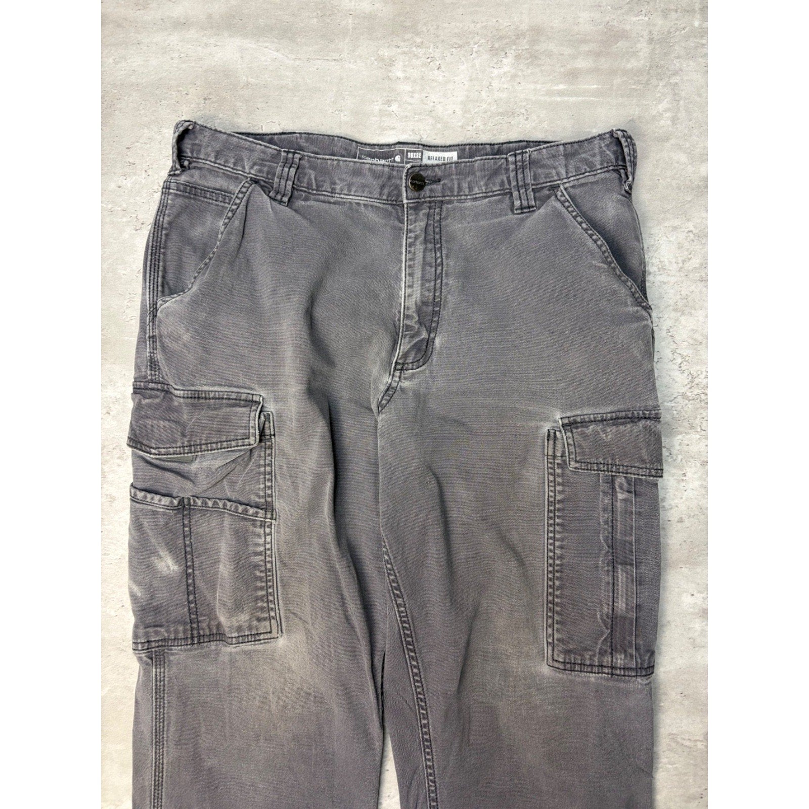 Carhartt Relaxed Fit Canvas Workwear Grey Cargo Pants Size 35
