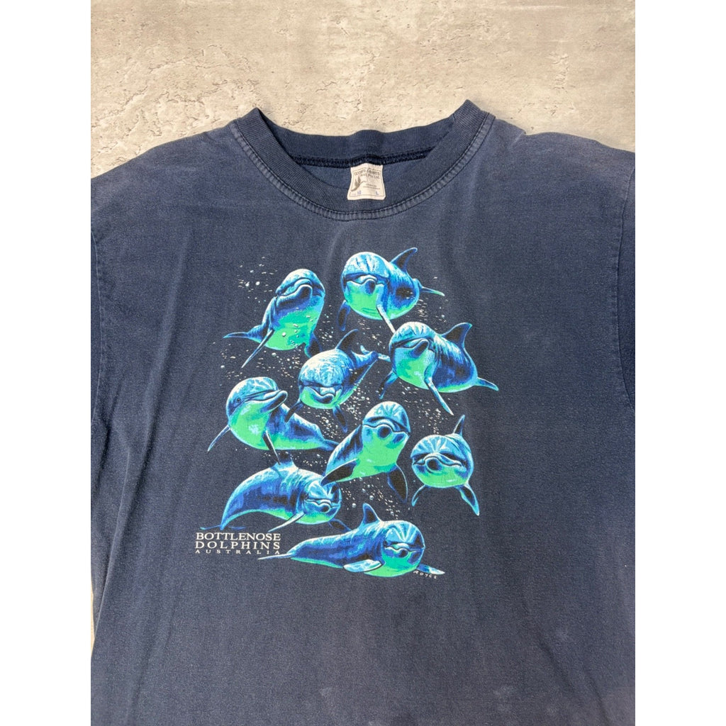 Vintage 90s Bottlenose Dolphins Australia Nature Destination T-Shirt Size Large