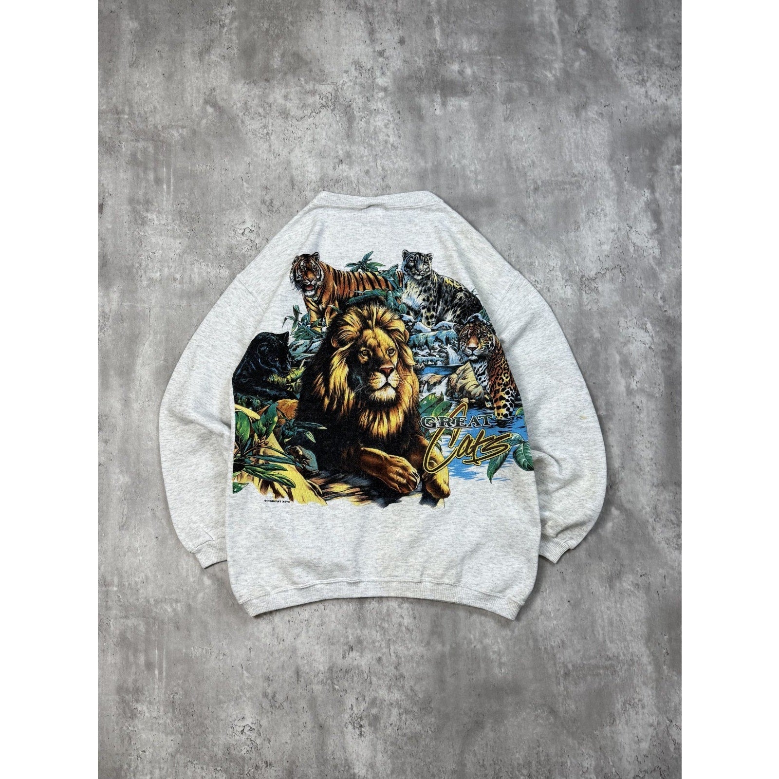 Vintage 90s Miami Metro Zoo Big Cats Nature Animal Graphic Sweatshirt Sz Medium