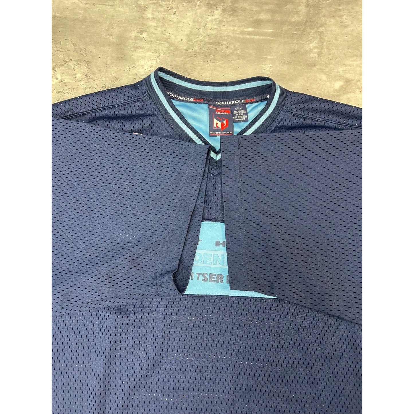 Vintage Y2K Southpole Two Tone Spellout Football Jersey Size XL Blue