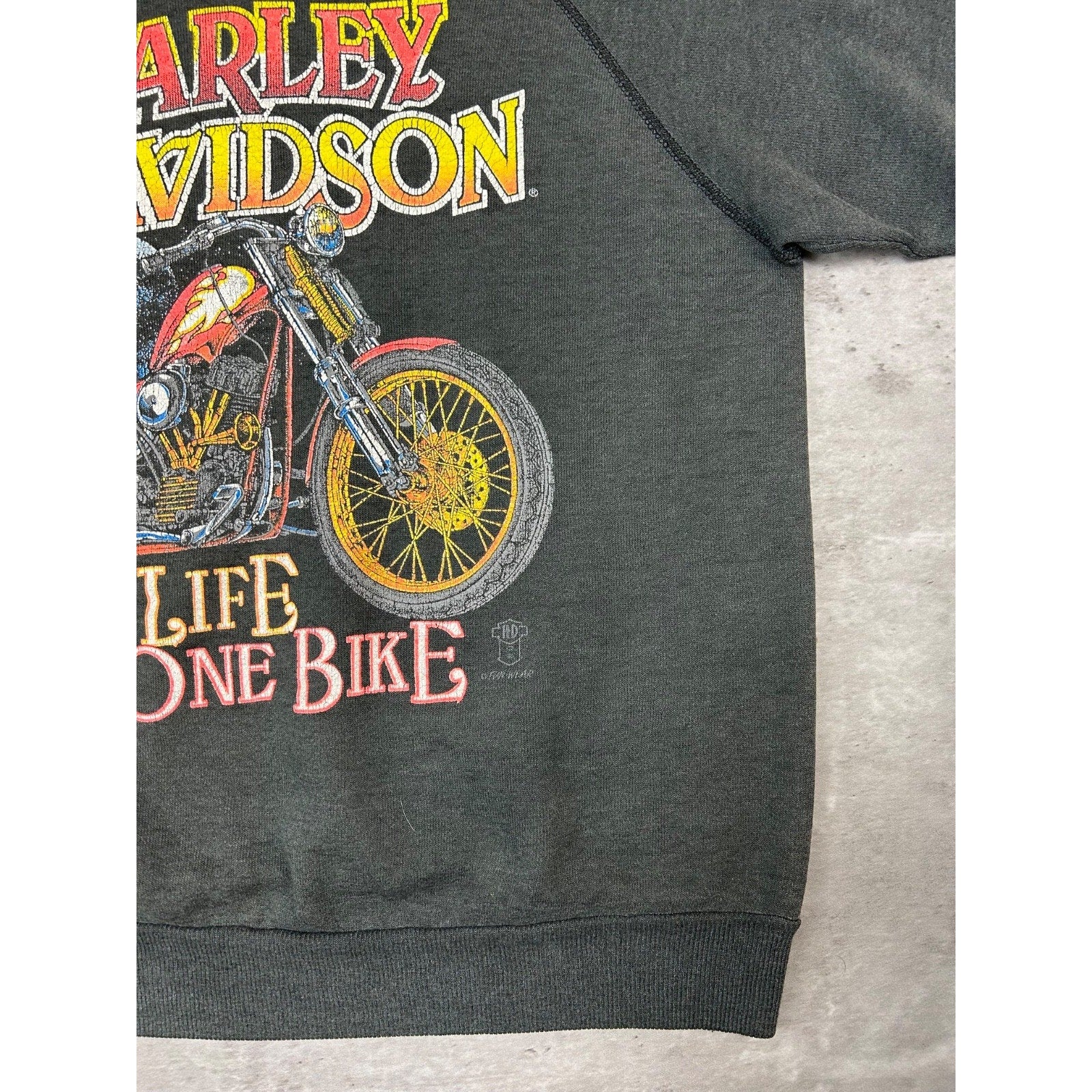 Vintage 80s/90s Harley Davidson One Time One Bike Graphic Sweatshirt Size Small