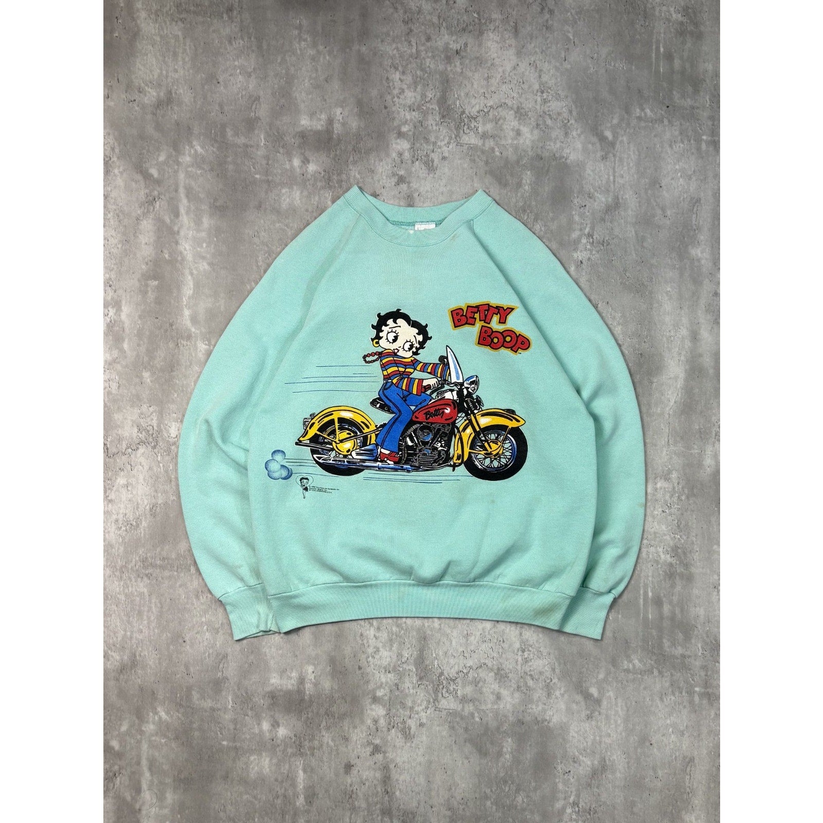 Vintage 1996 Betty Boop Motorcycle Cartoon Character Graphic Sweatshirt Sz Large