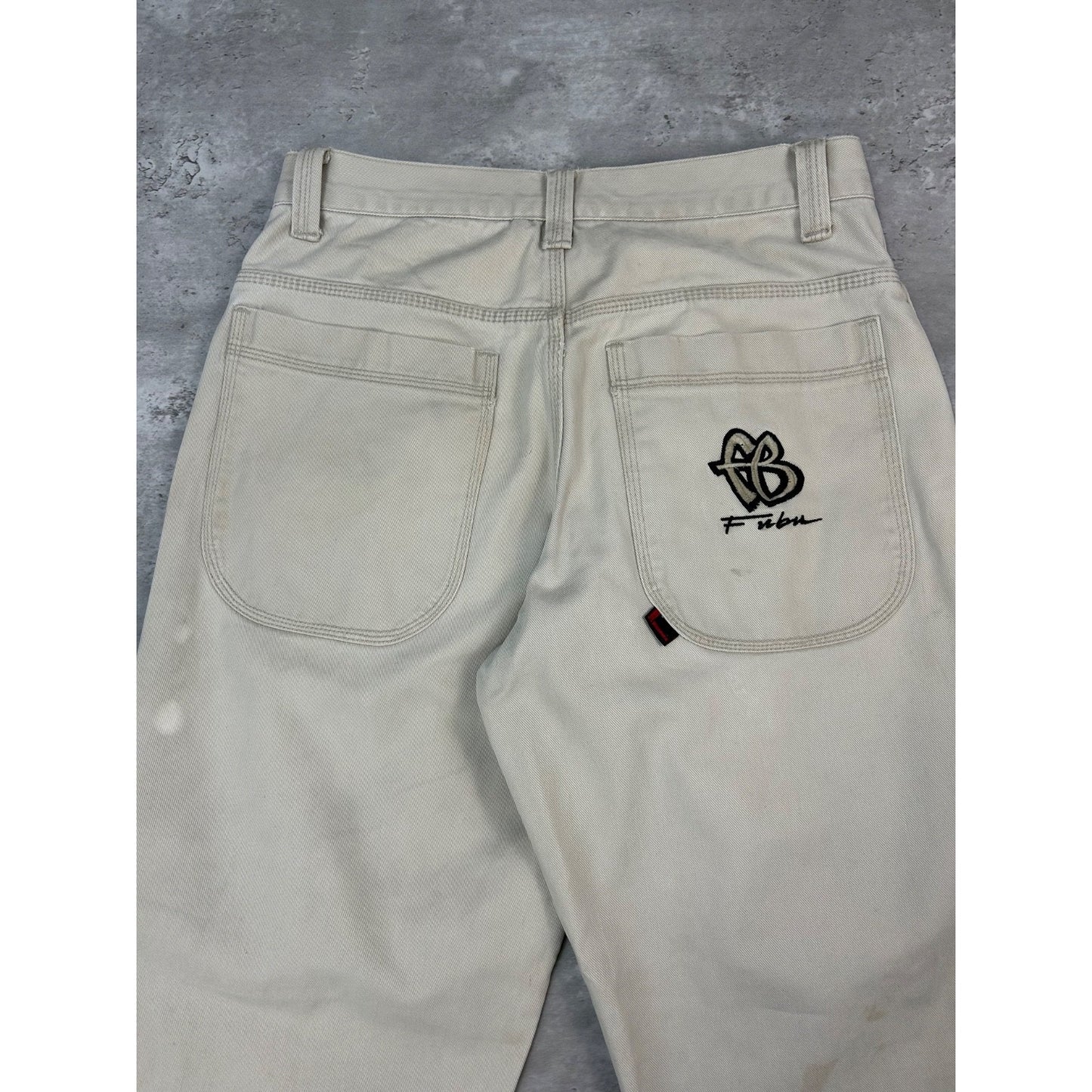 Vintage Y2K FUBU Baggy Fit White Denim Pants Size 33