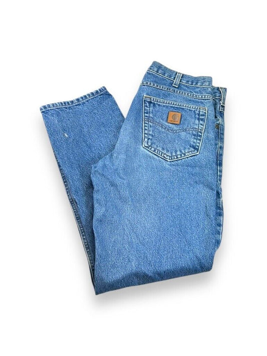 Vintage Carhartt Relaxed Fit Medium Wash Denim Workwear Pants Size 34