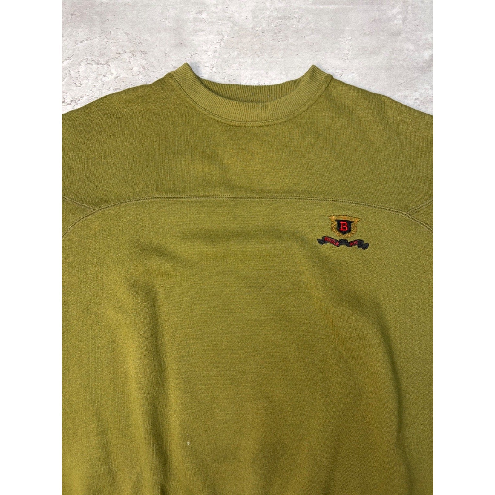 Vintage 90s Bugle Boys Embroidered Crest Earth Tone Sweatshirt Size Medium