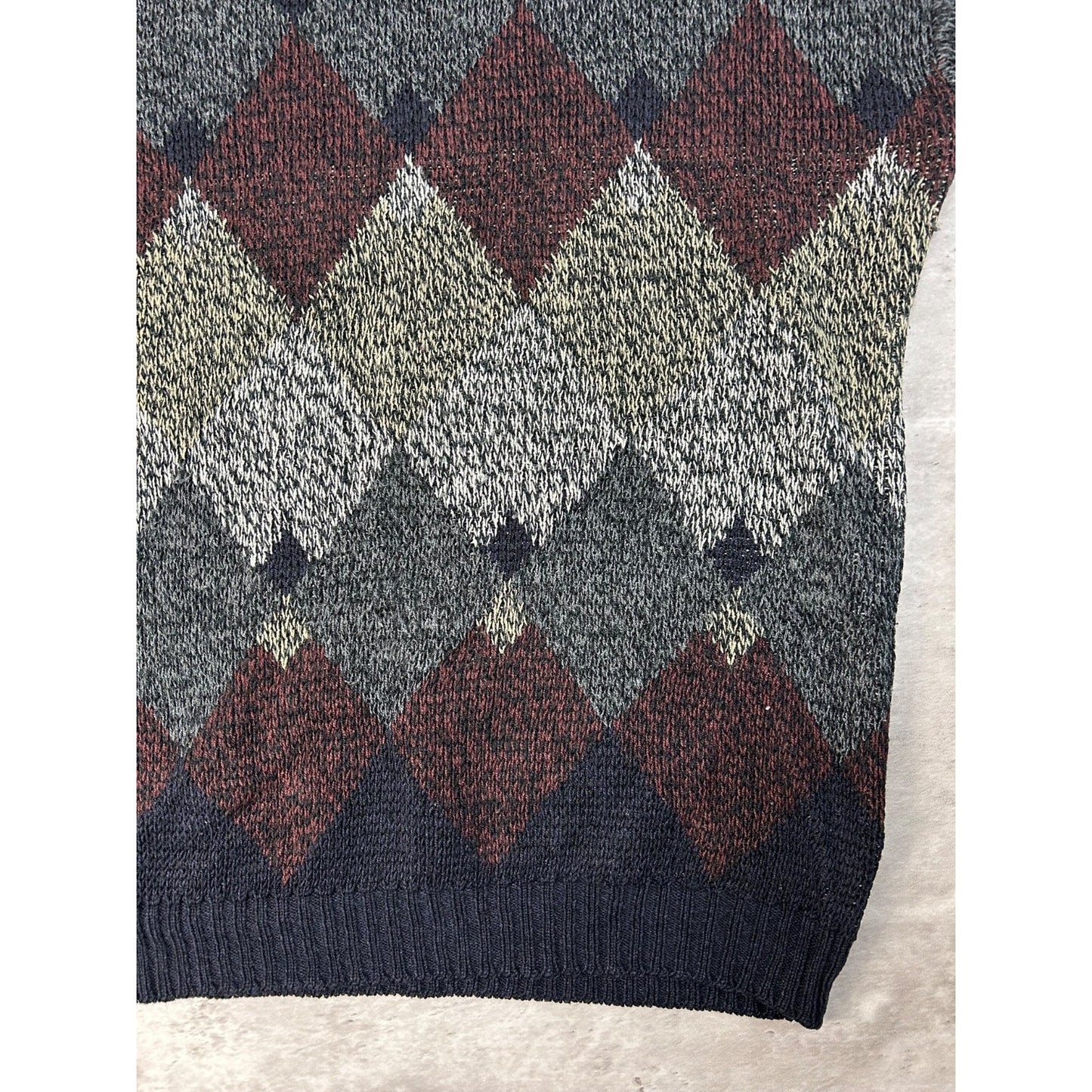 Vintage Puritan Diamond Stripe Print Pullover Knit Sweater Size Medium