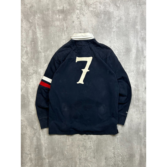 Vintage 90s Polo Ralph Lauren #7 US Vs Norway Rugby Button Up Shirt Size Medium