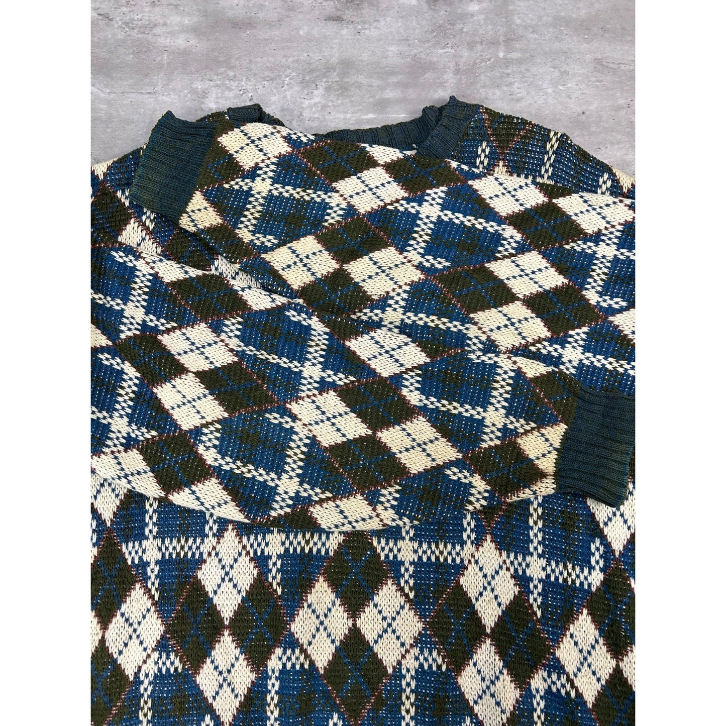 Vintage 90s Crossings Argyle Print Pullover Knit Sweater Size Large