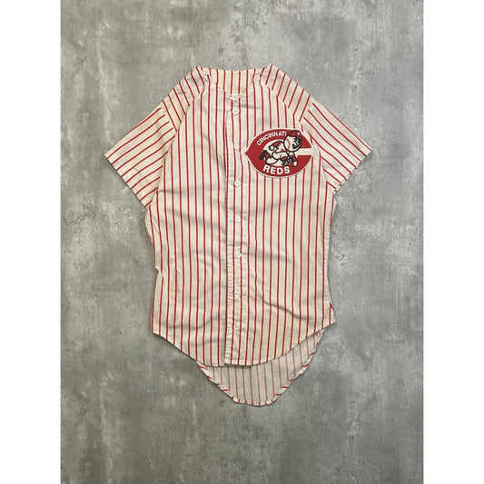 Vintage 90s Cincinnati Reds MLB Pinstripe Stitched Baseball Jersey Size Small
