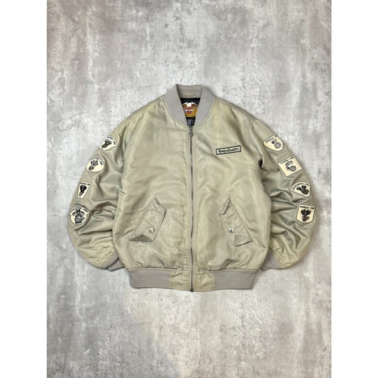 Vintage 2000s Harley Davidson Nylon Embroidered Patch Bomber Jacket Size Medium