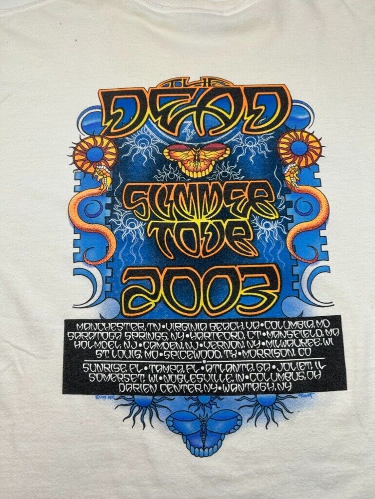 Vintage 2003 Grateful Dead Summer Tour Steely Head Concert Music T-Shirt Sz XL