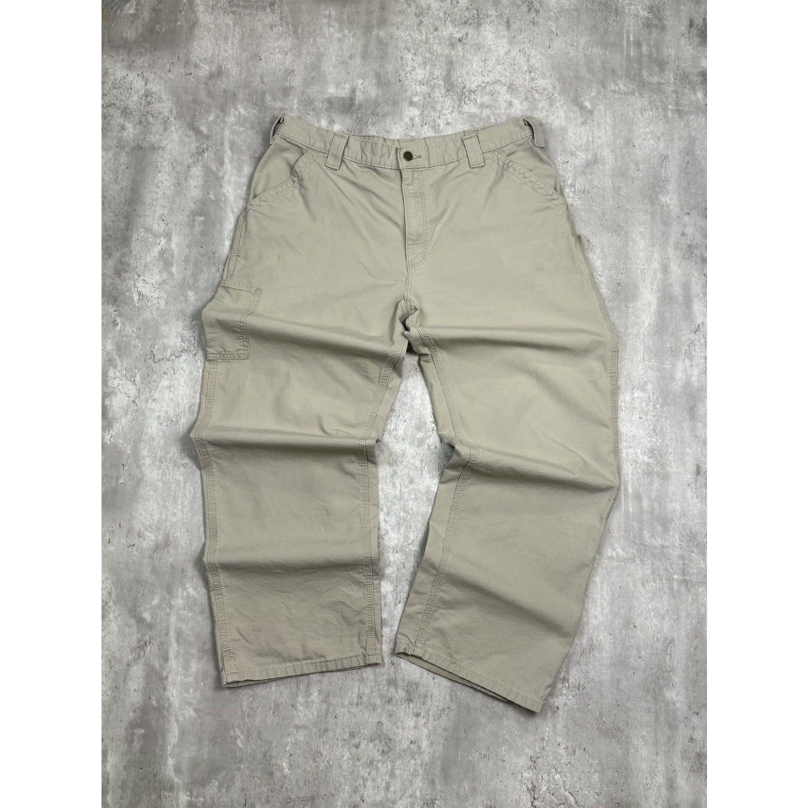 Vintage Carhartt Canvas Beige Workwear Carpenter Pants Size 38