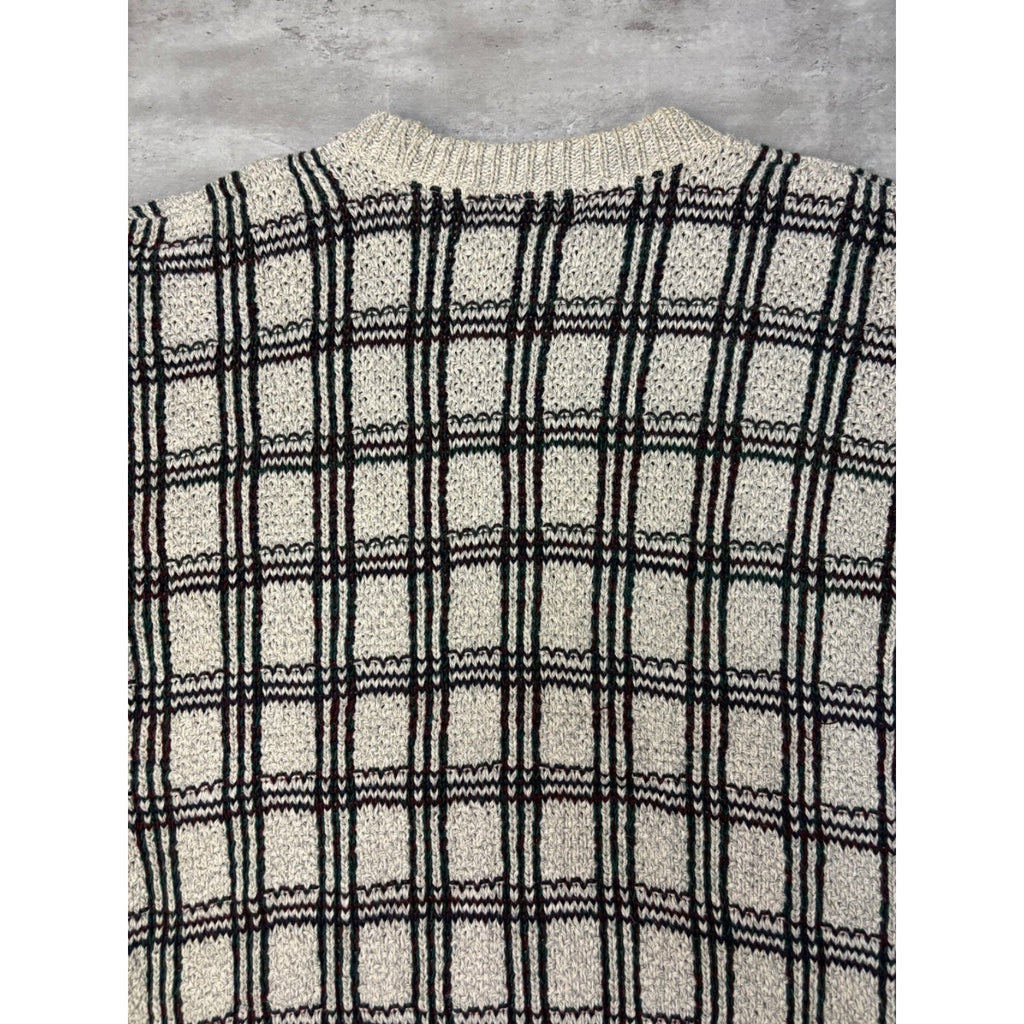 Vintage C.J. Cotton Geometric Pattern Knit Sweater Size XL