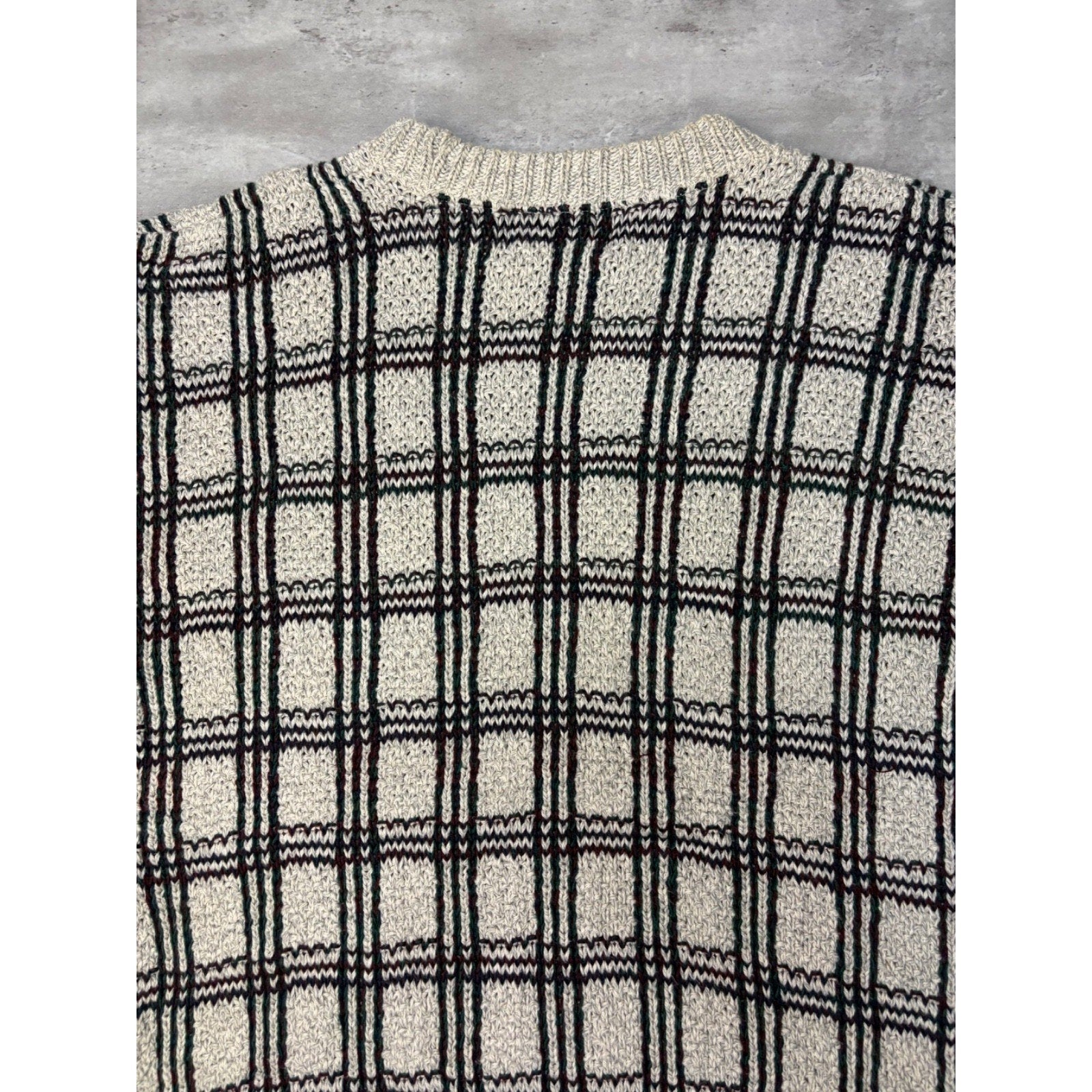 Vintage C.J. Cotton Geometric Pattern Knit Sweater Size XL