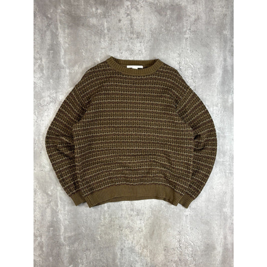 Vintage Perry Ellis Abstract Striped Ribbed Pullover Knit Sweater Size Large