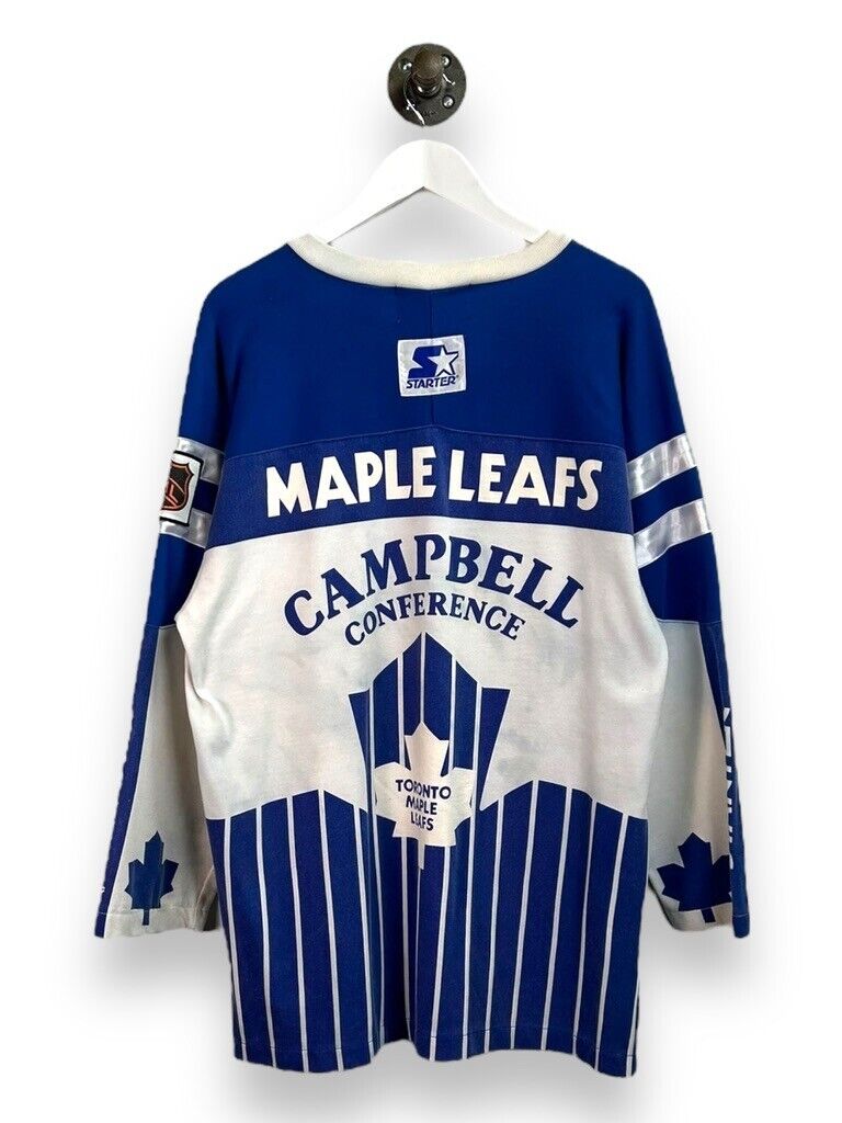 VTG 80s Toronto Maple Leafs NHL Campbell Conference AOP Hockey Jersey Size XL