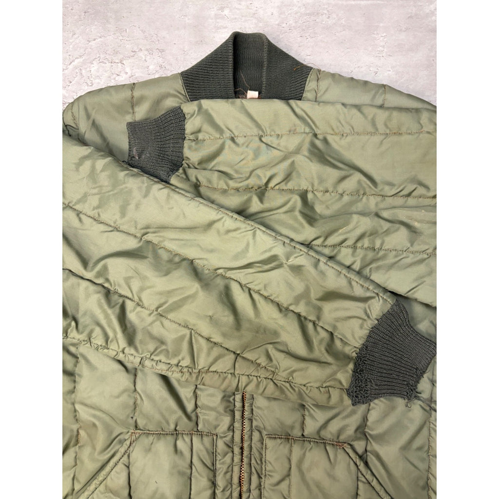 Vintage 1950s Quilted Lined Full Zip Green Jacket Size Medium
