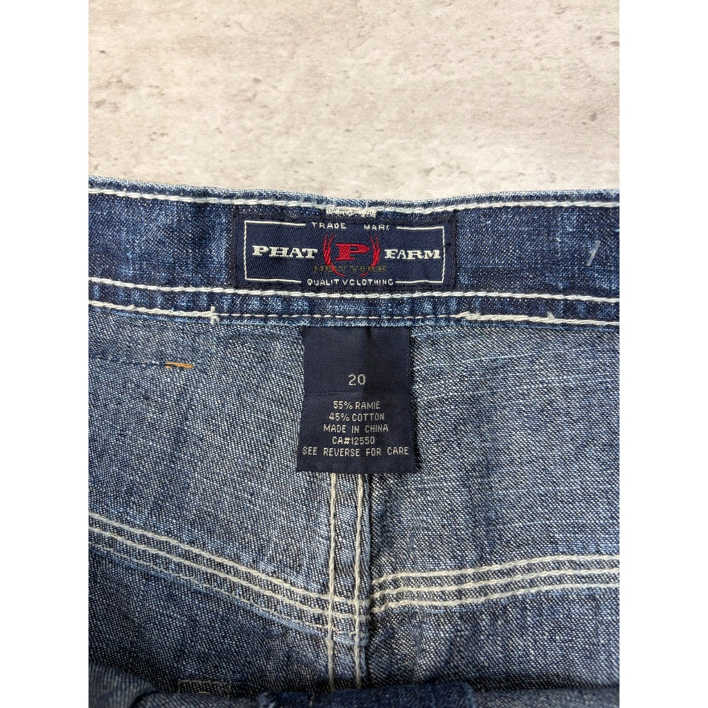 Vintage Y2K Womens Phat Farm Embroidered Medium Wash Denim Pants