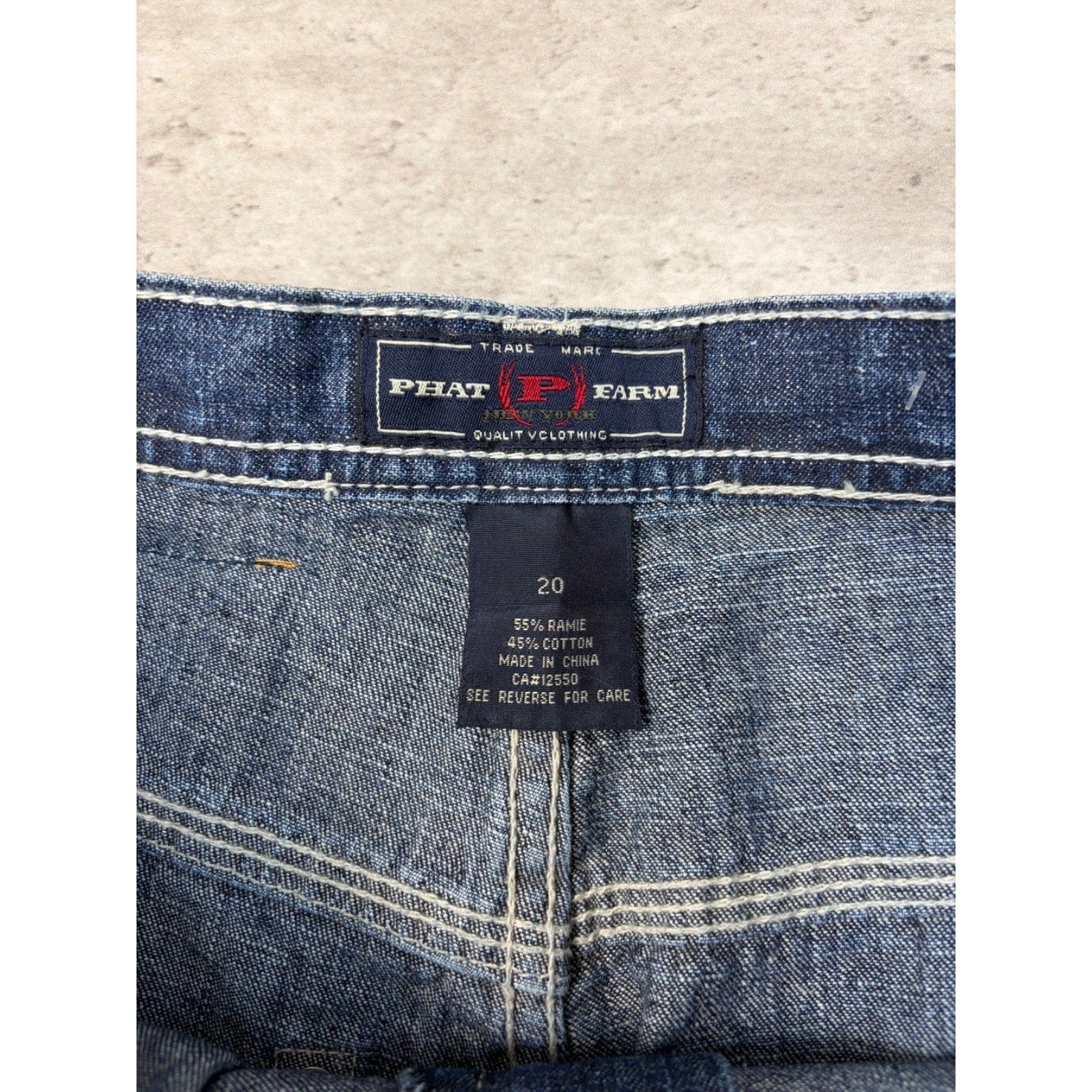 Vintage Y2K Womens Phat Farm Embroidered Medium Wash Denim Pants