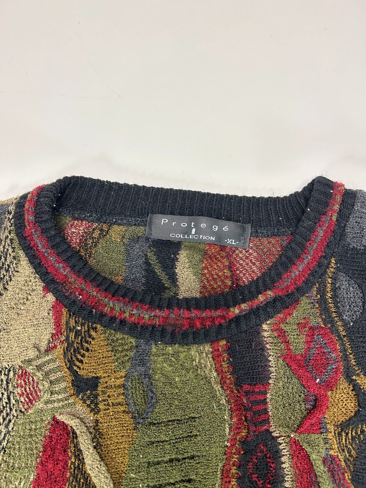 Vintage Protege COOGI Style 3D Knit Abstract Pattern Pullover Sweater Sz XL