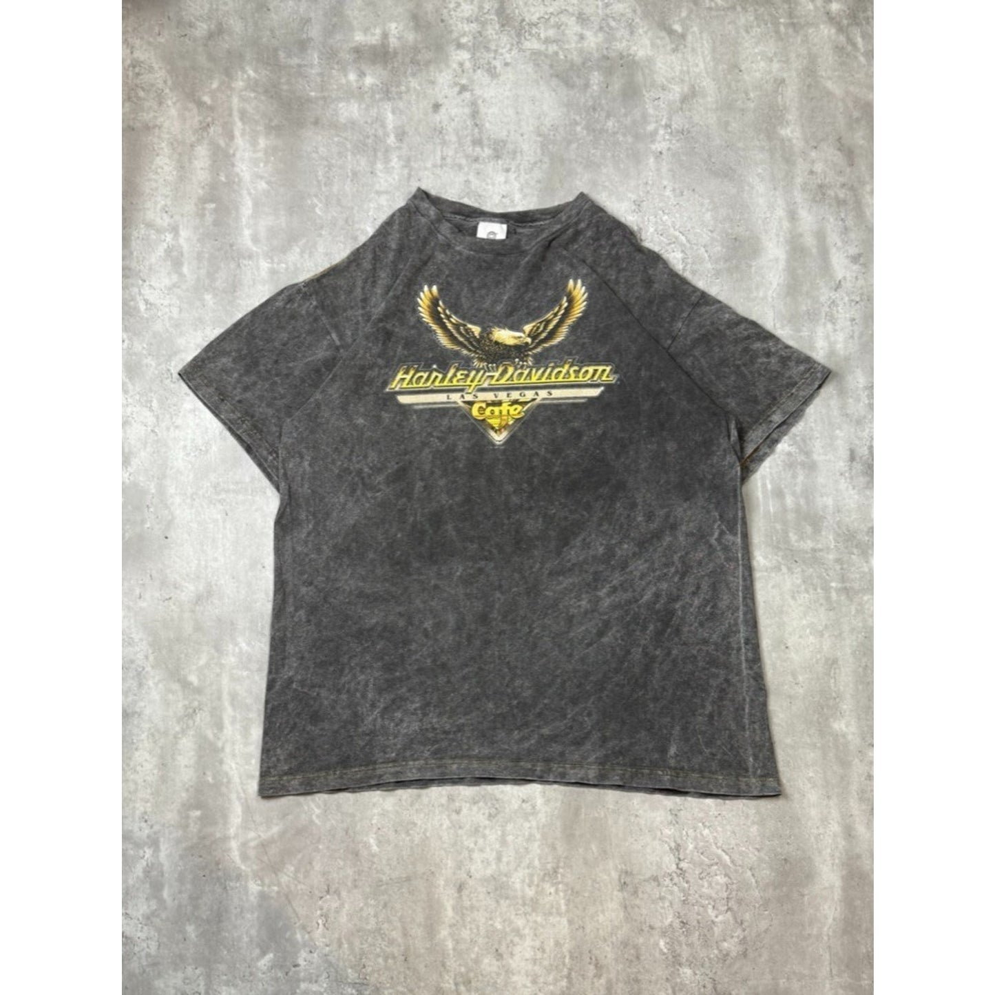 Vintage 1997 Harley Davidson Cafe Bald Eagle Graphic Spellout T-Shirt Size XL