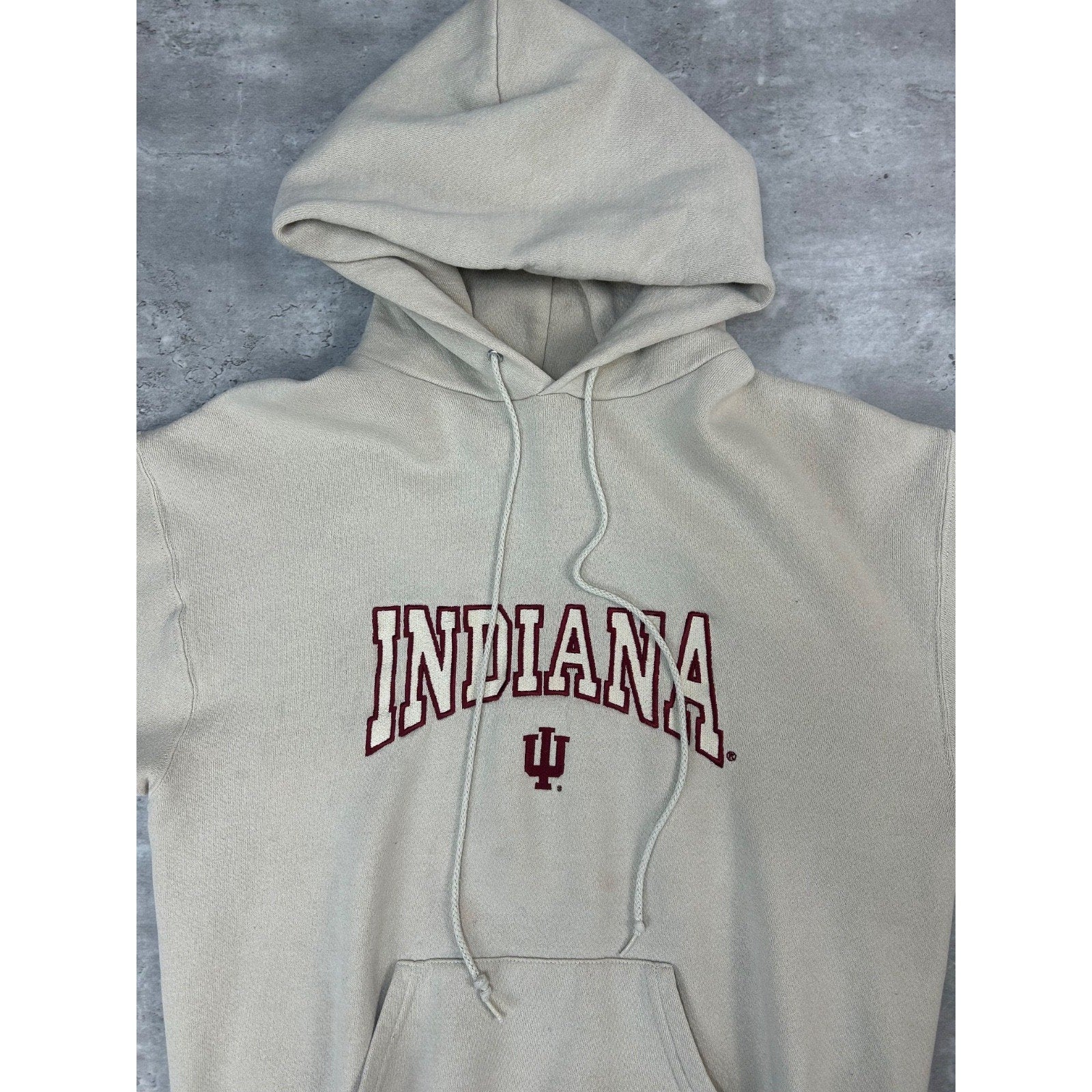 90s Indiana Hoosiers NCAA Embroidered Spellout Hooded Sweatshirt Sz Medium