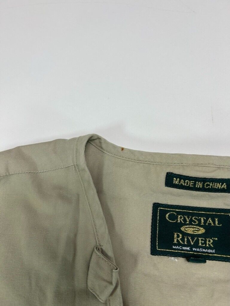 Vintage Crystal River Nylon Full Zip Multi-Pocket Fishing Jacket Size 2XL Beige