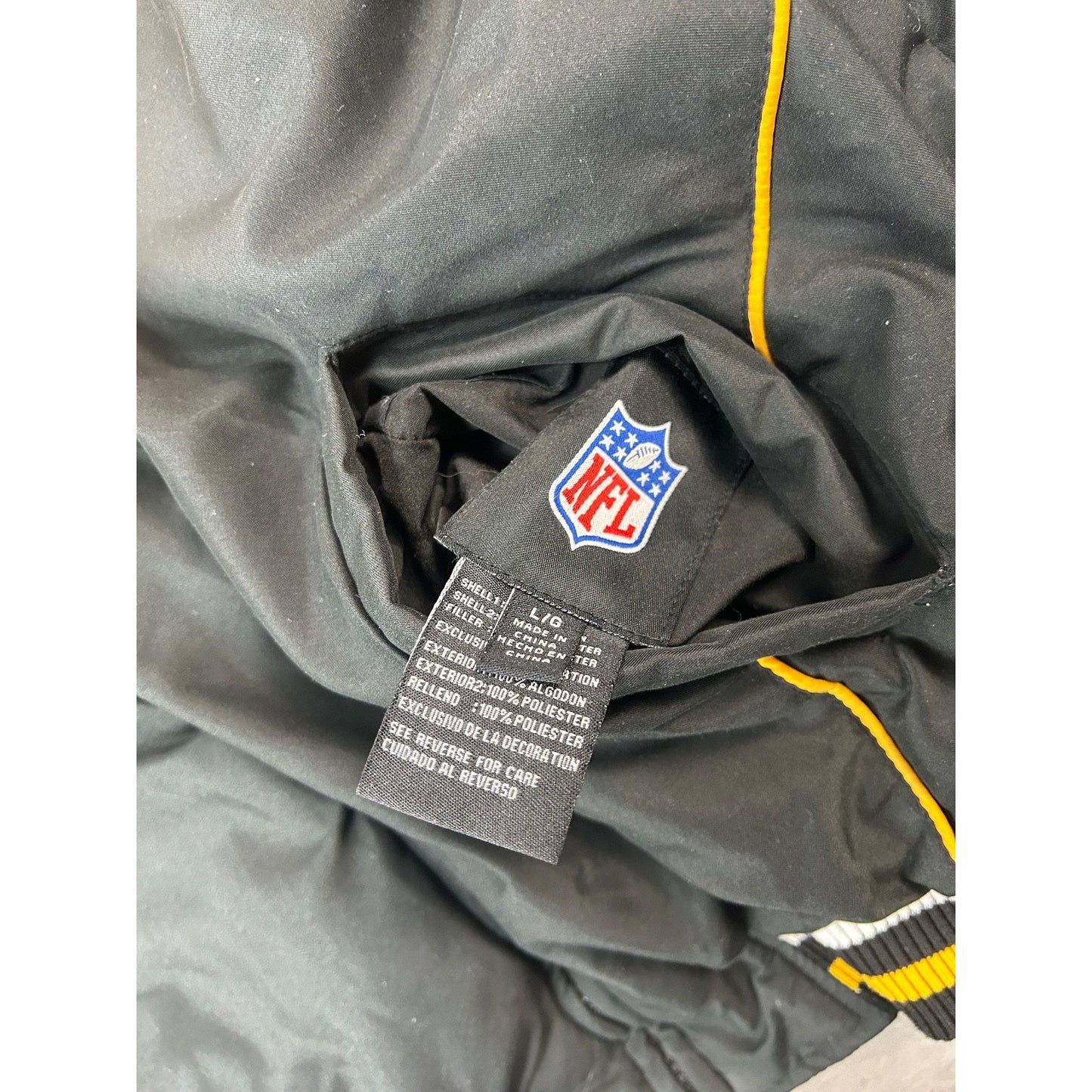 Vintage Pittsburgh Steelers NFL Spellout Reversible Bomber Jacket Size Large