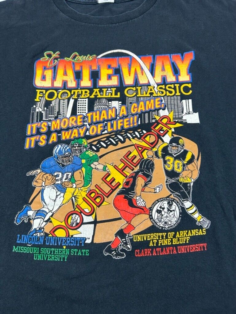 Vintage NCAA Gateway Football Classic Retro Cartoon T-Shirt Size 2XL Black