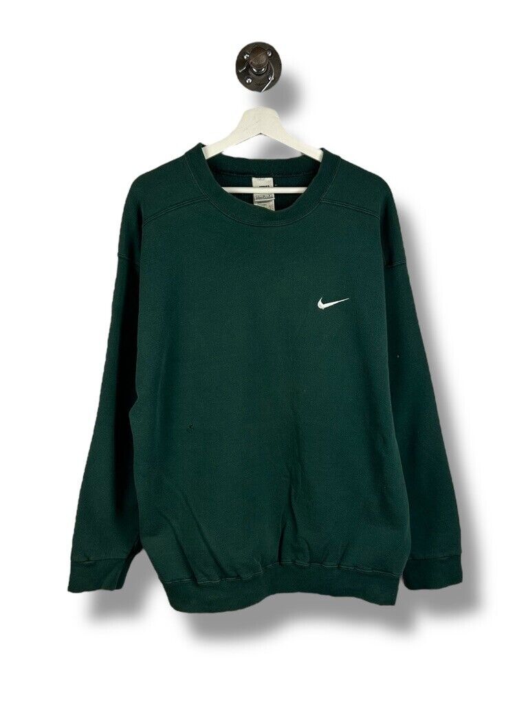 Vintage 90s Nike Embroidered Mini Swoosh Crewneck Sweatshirt Size Large Green