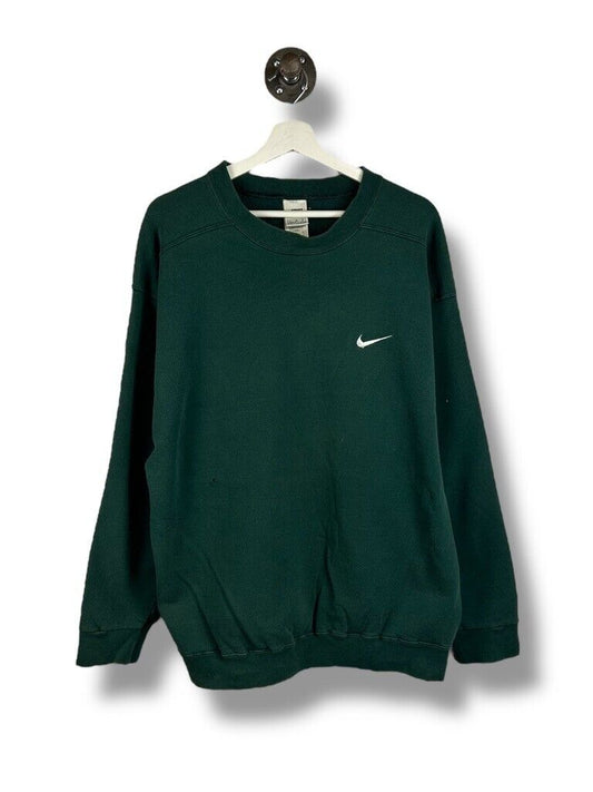 Vintage 90s Nike Embroidered Mini Swoosh Crewneck Sweatshirt Size Large Green