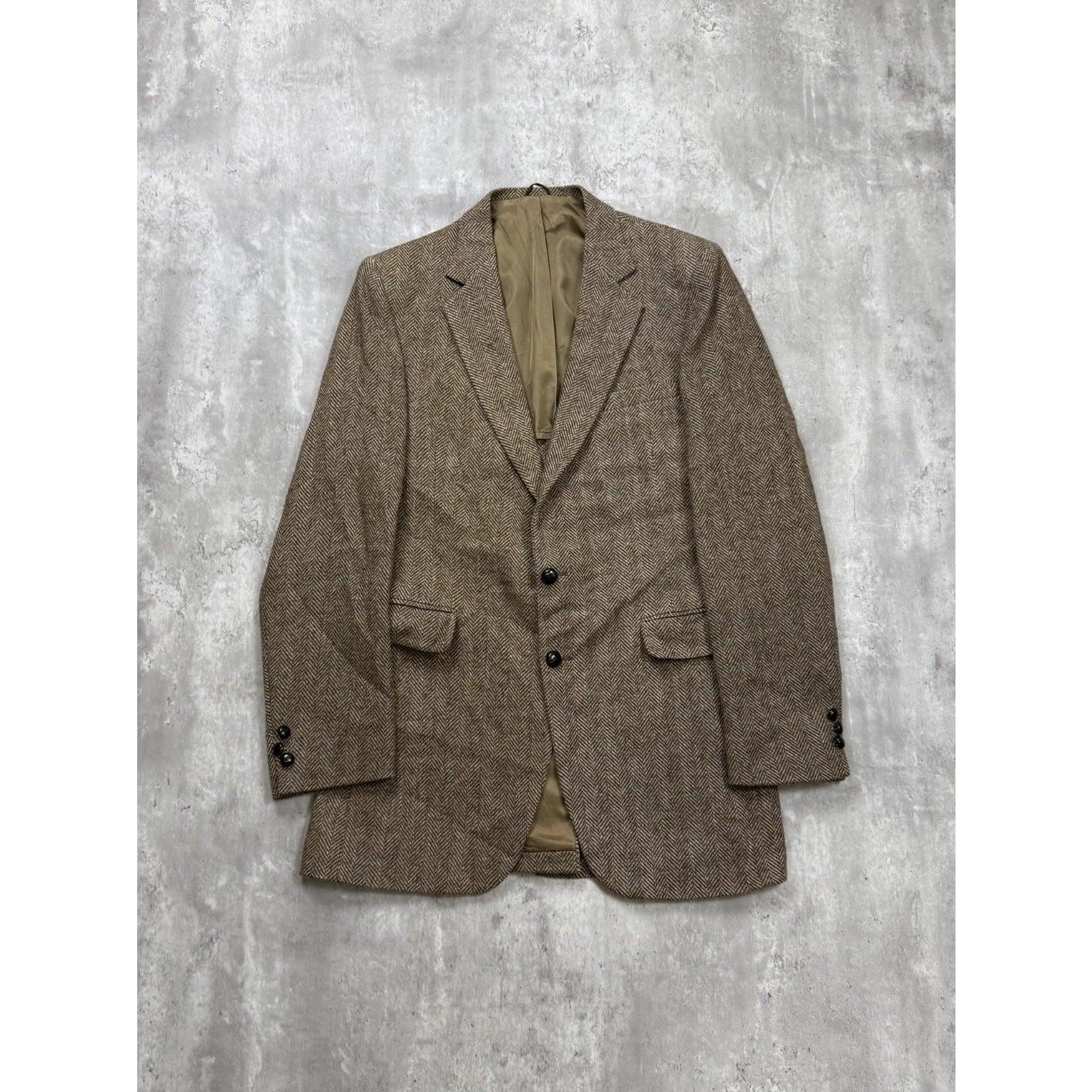 Vintage 1970s/80s Hub Clothiers Herringbone Wool Sport Jacket Size XL