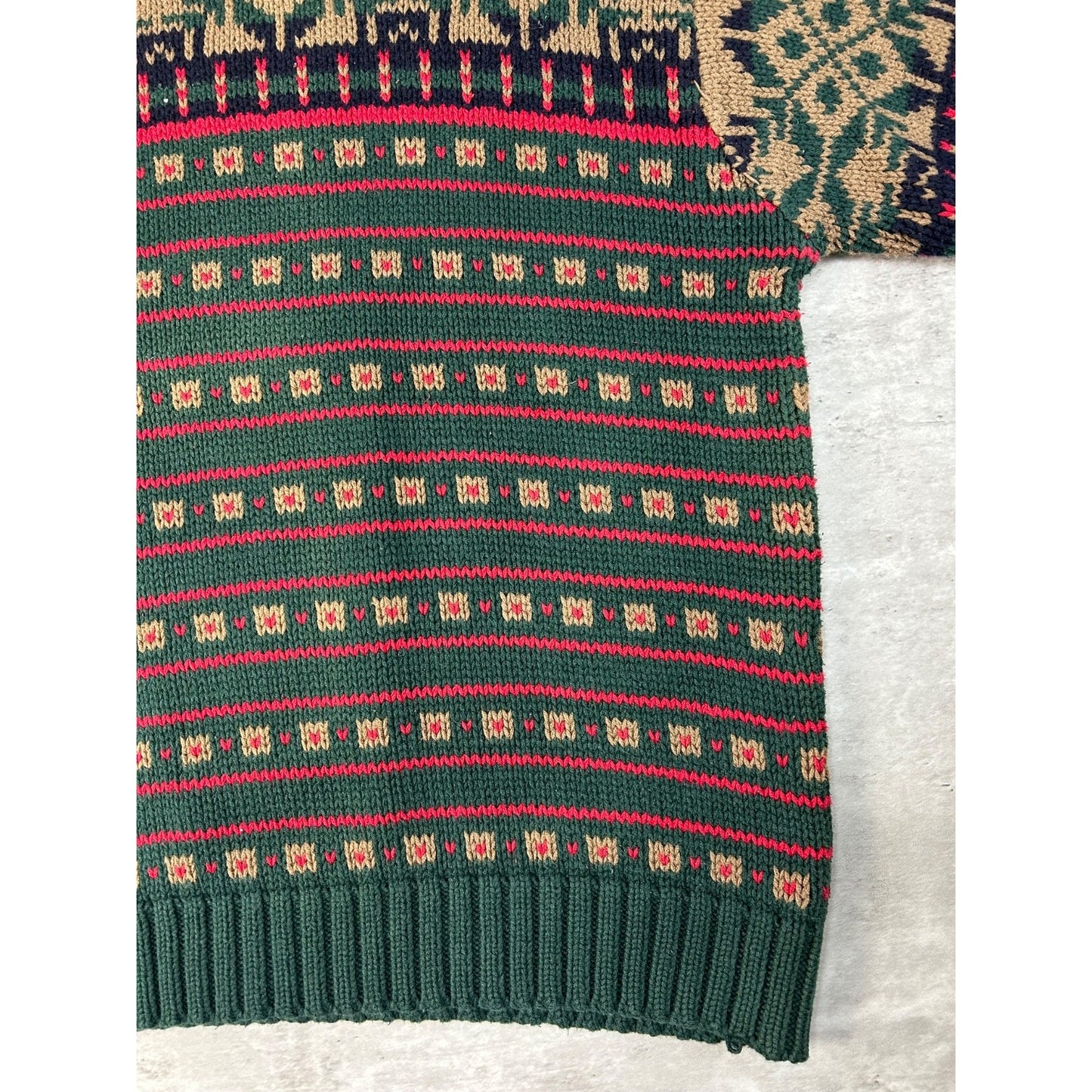 Vintage Eddie Bauer Snowflake Striped Print Pullover Knit Sweater Size Large