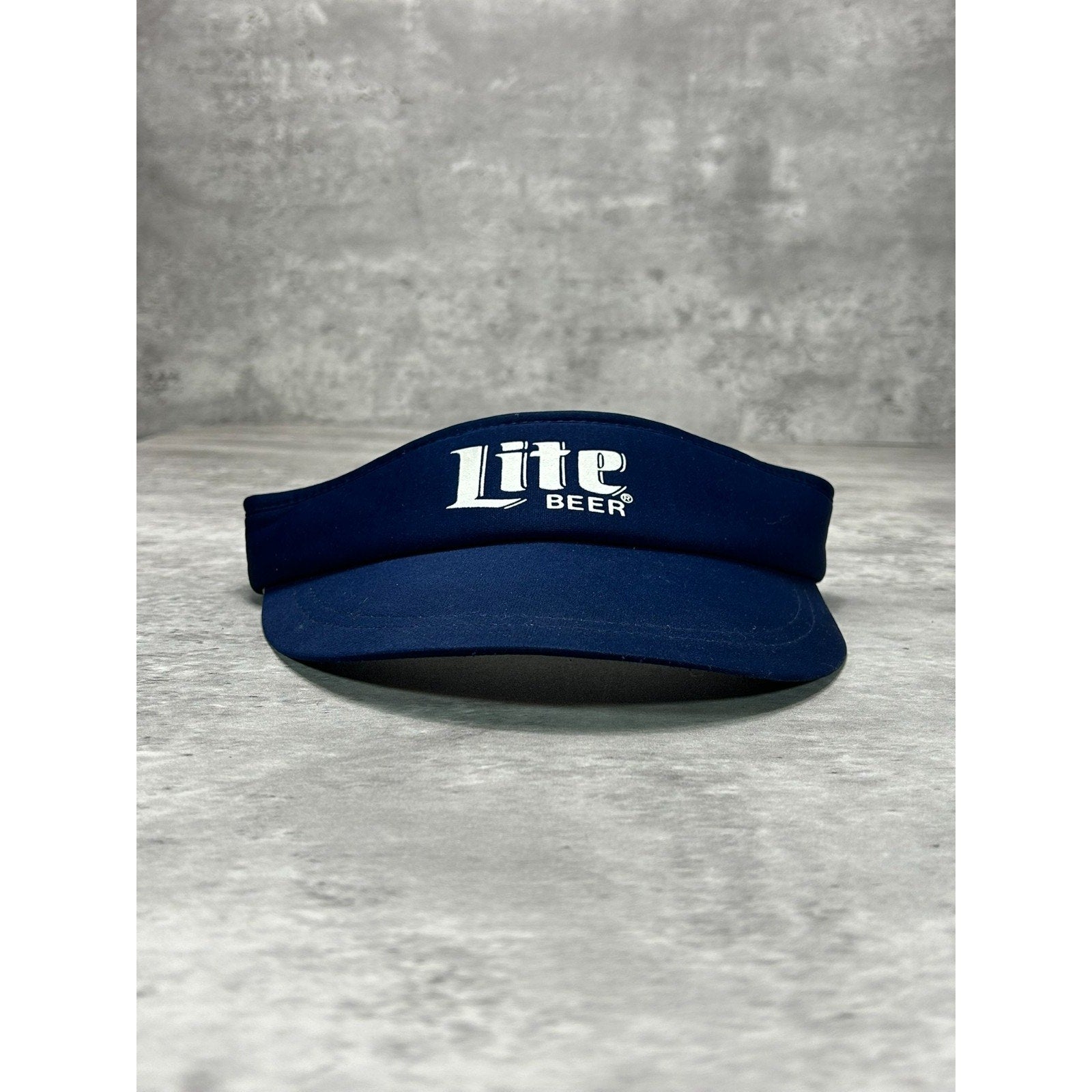 Vintage 80s/90s Miller Lite Graphic Spellout Beer Promo Strapback Visor Hat OSFA