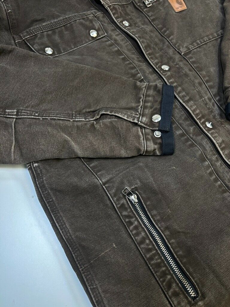 Carhartt Insulated Canvas Work Wear Button Down Jacket Size Medium J286