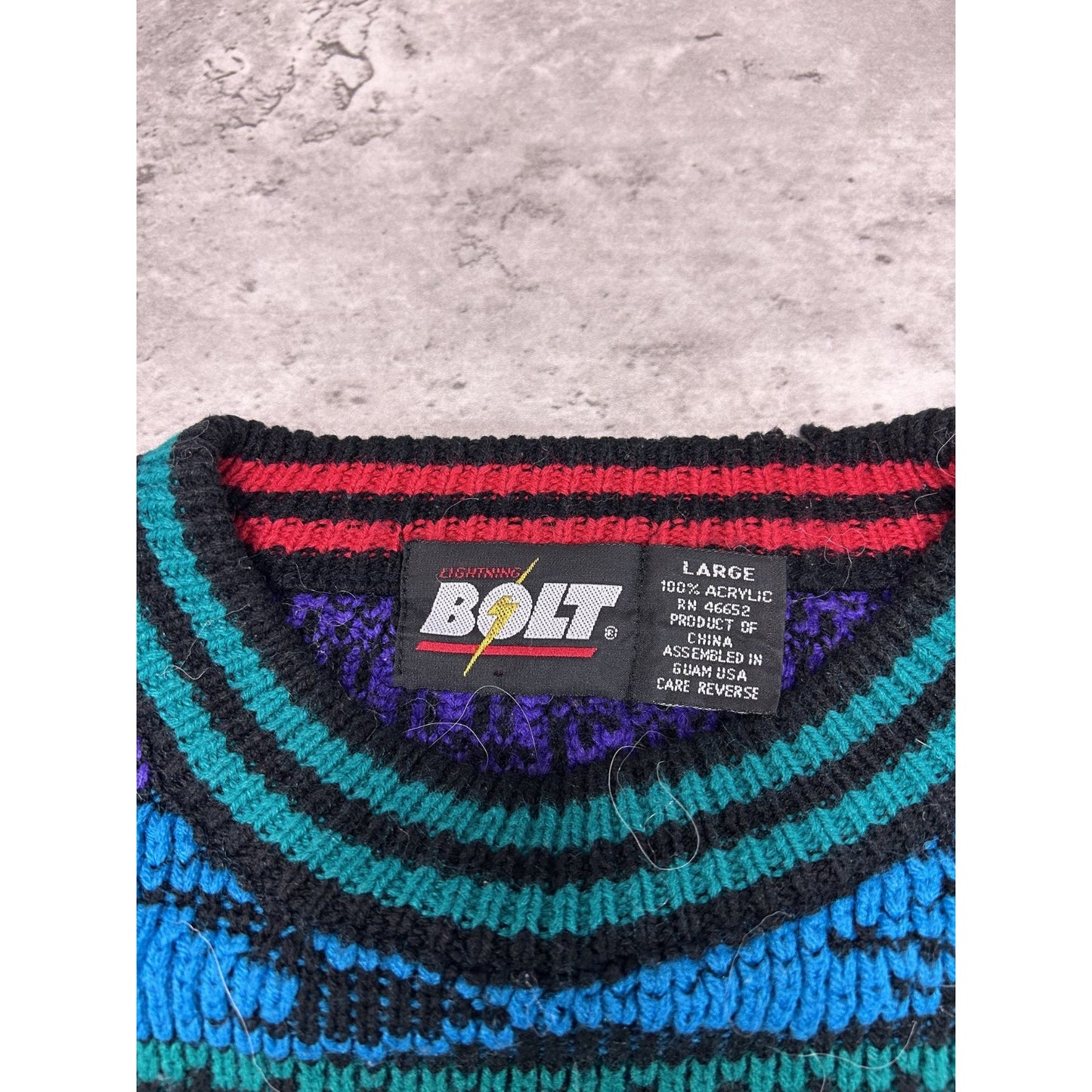 Vintage 80s/90s Bolt Abstract Striped Pullover Knit Sweater Size Large