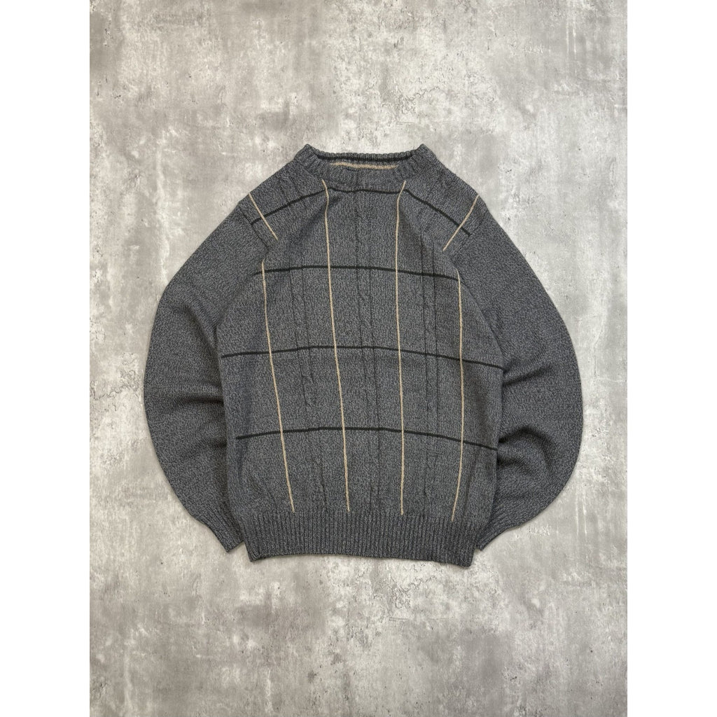 Vintage 90s Striped Print Pullover Ribbed Knit Sweater Size Medium