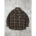 Vintage Dickies Plaid Pearl Snap Long Sleeve Flannel Button Up Shirt Size XLT