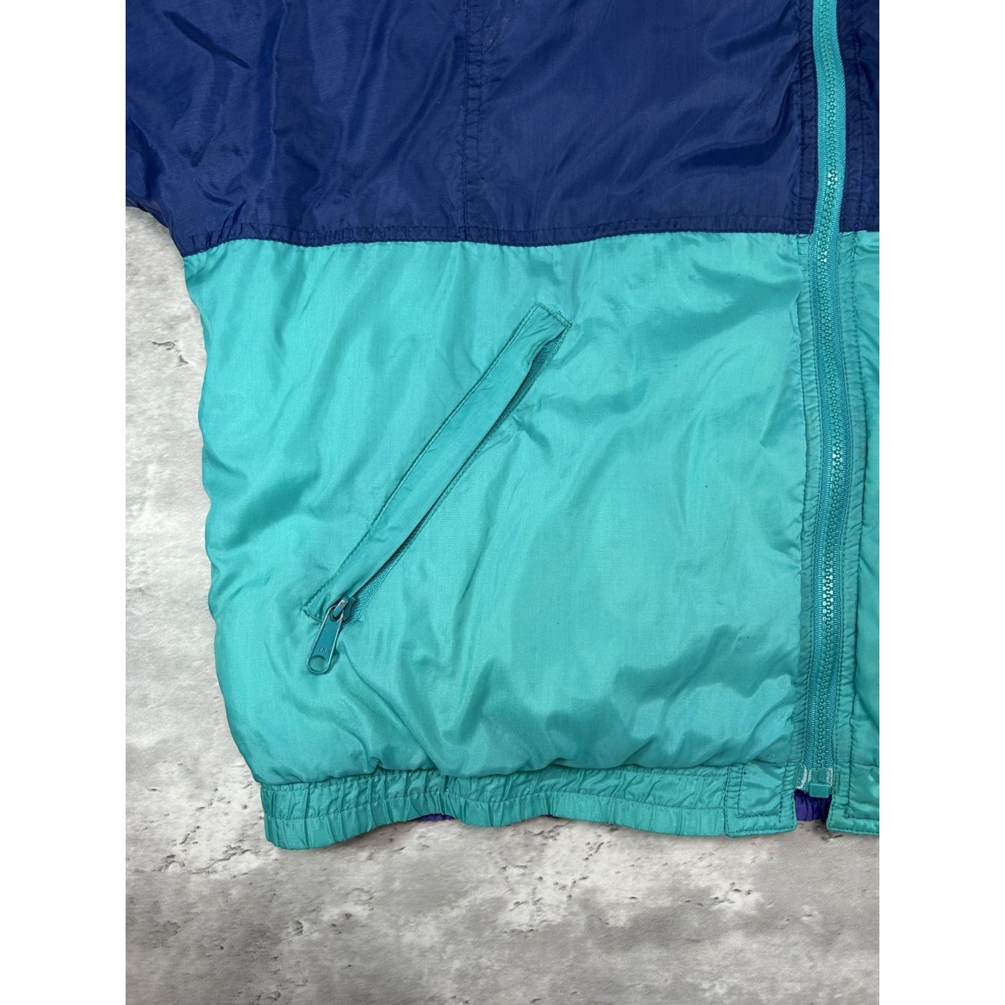 Vintage 90s Eddie Bauer Full Zip Two Tone Reversible Nylon Puffer Jacket Large