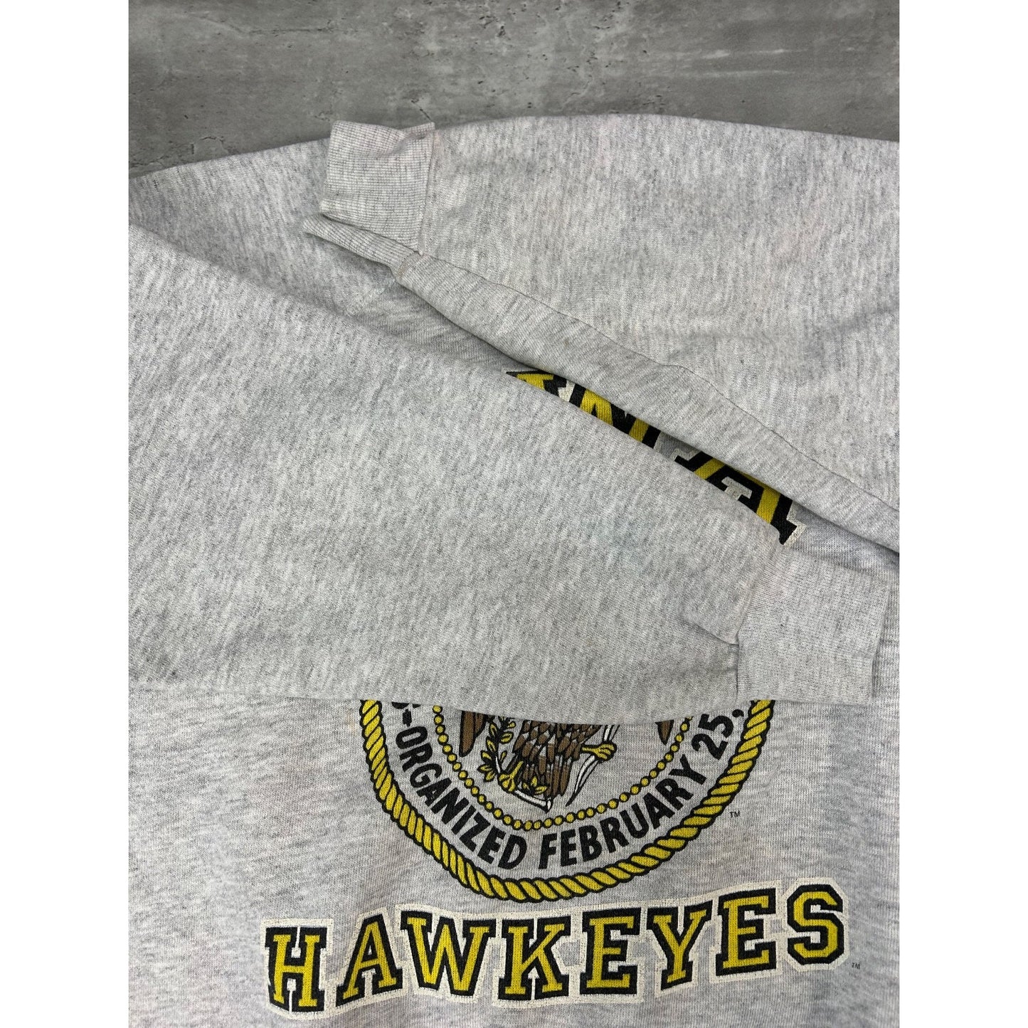 Vintage 90s Iowa Hawkeyes NCAA Collegiate Crest Graphic Sweatshirt Size Medium